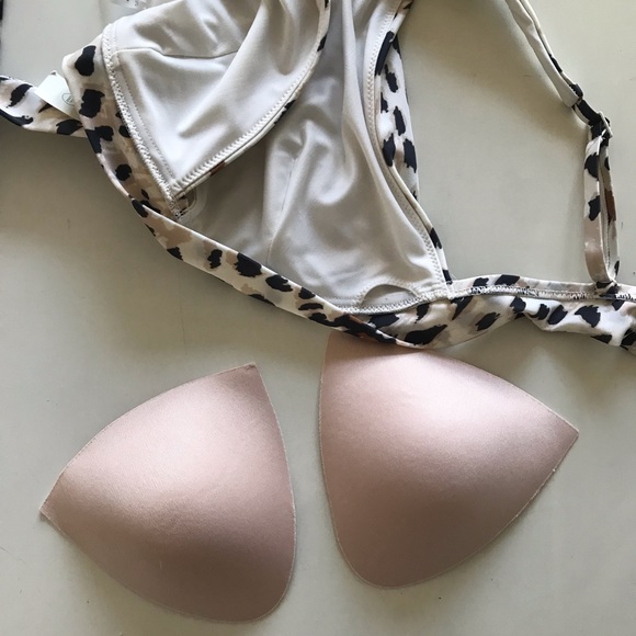 NWT aerie leopard tie longline triangle bikini top, cream, XL - Picture 4 of 4